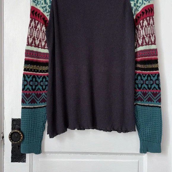 FREE PEOPLE PRISM SWIT FAIR ISLE COWL NECK SWEATER - Picture 4 of 9